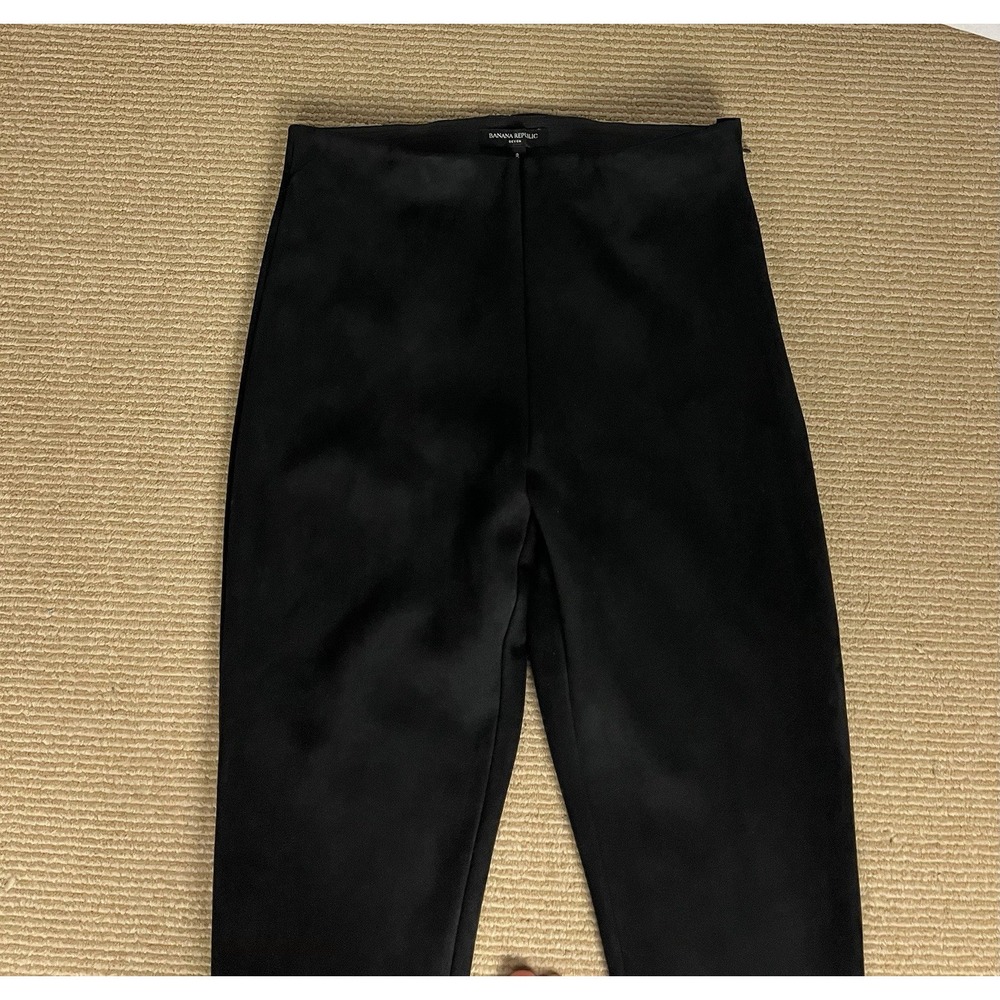 Banana Republic Size 8 Women Devon Pants‎ High Rise Black Faux Suede Inseam 27" - Picture 4 of 14